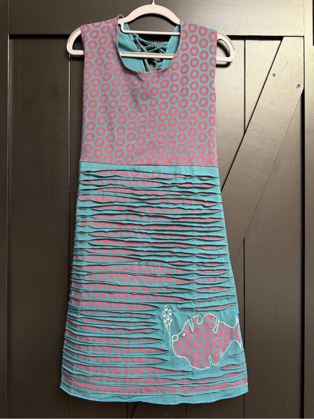 Jayli Phish Stonewashed Razor Cut Mini Donut Dress Embroidered Logo - Large NWOT - Picture 7 of 12